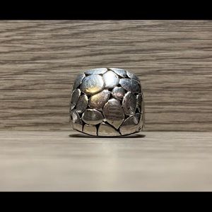 Vintage Sterling Silver Modernist Pebbled Cluster Design Chunky Ring, Size 8